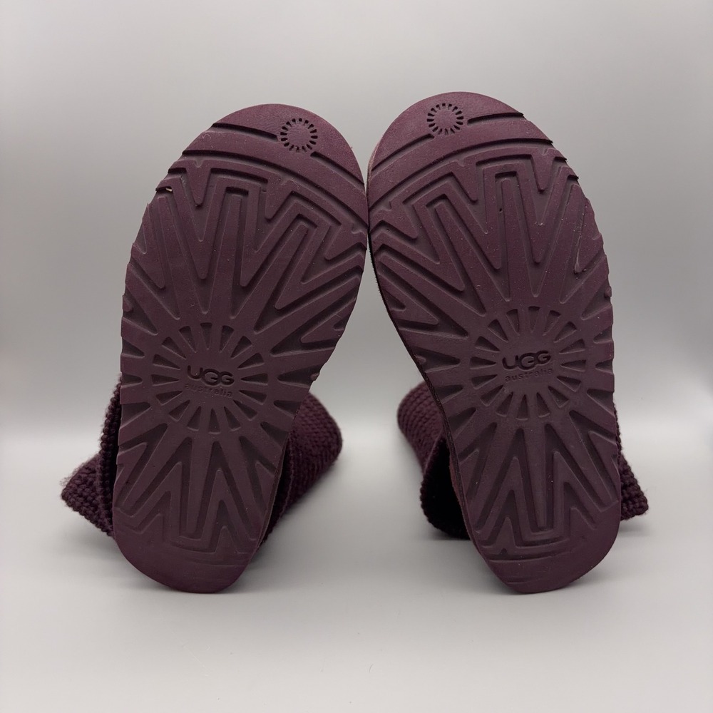 UGG Argyle Knit Boots Womens 7 Purple Solid Button Down Winter Cozy - Picture 5 of 12